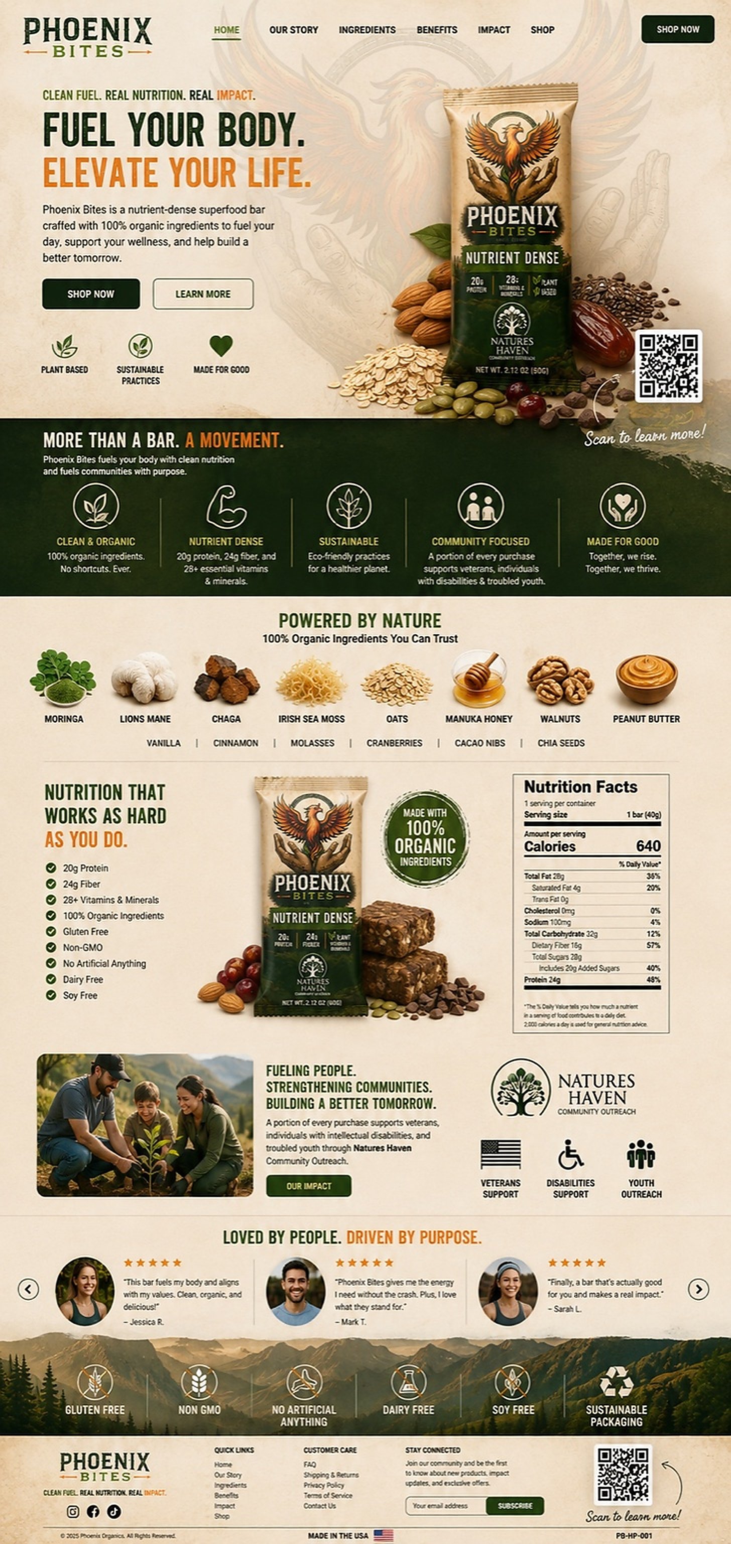 Phoenix Bites full landing page design
